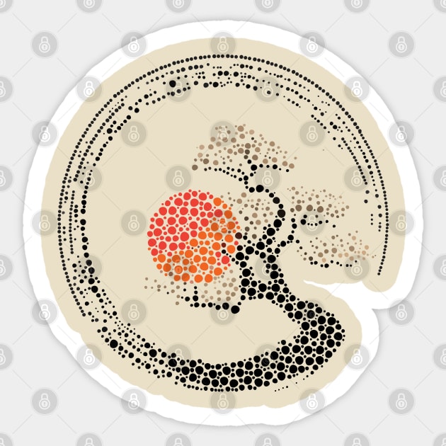 Dot Art Enso Circle and Bonsai Tree Sticker by Nartissima